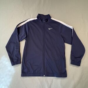 Nike Jacket Mens Medium Navy Blue White Track Full Zip Swoosh 274194-451